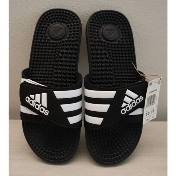 Adidas F35580 Unisex Men's Sz 10 Women's Sz 11 Black / White Adissage Slides - Picture 2 of 8